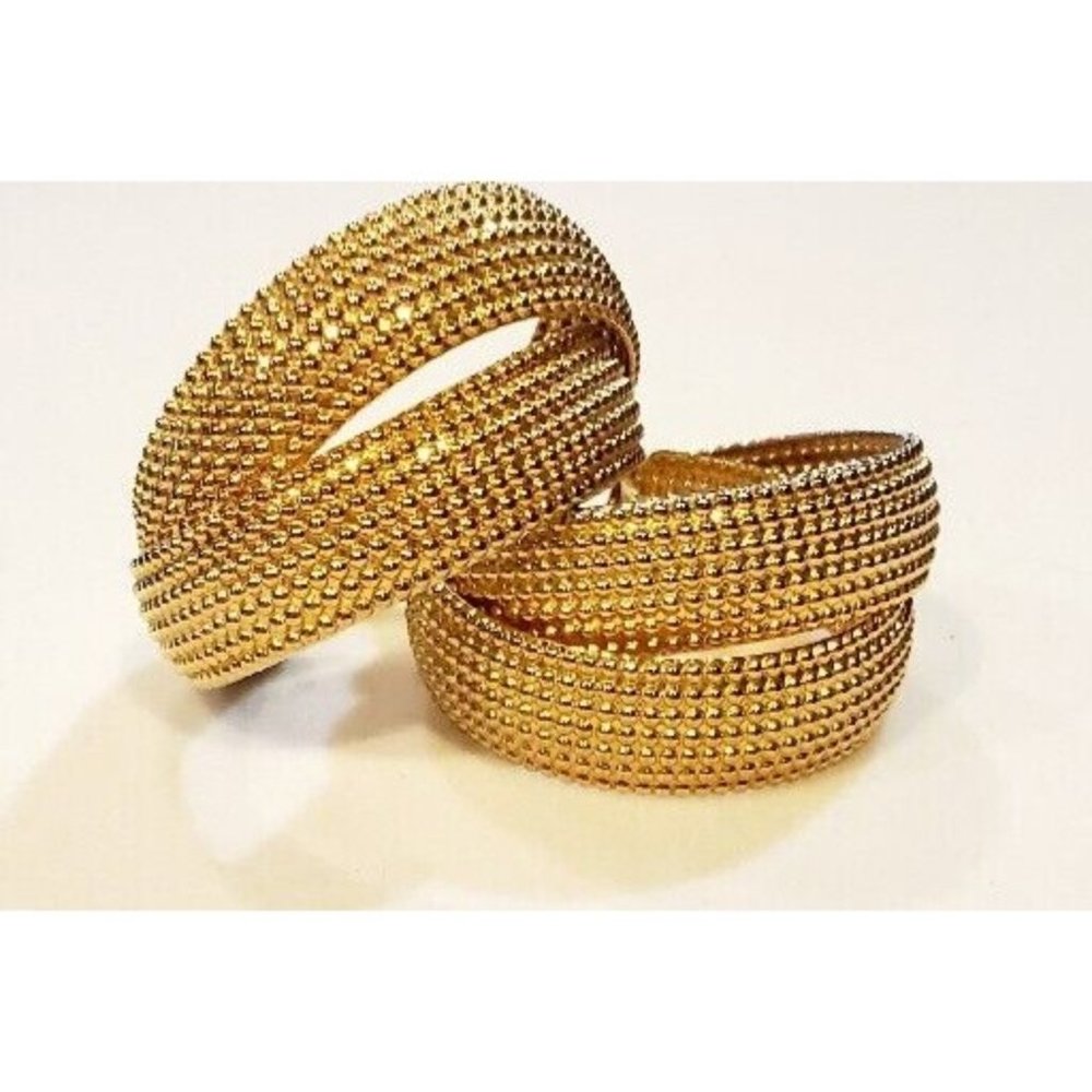 Gold Textured Hoop Earrings - Elegant Womens Fashion